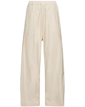 Maison Margiela Damen Pinstripe Cotton Blend Twill Pants - Natur
