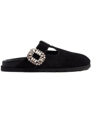 Roger Vivier Donna Slidy Viv Suede Mules - Black