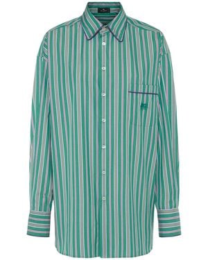 Etro コットンポプリンシャツ - グリーン