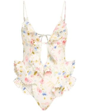 Zimmermann Lucky Waterfall Frill One Piece Swimsuit - White
