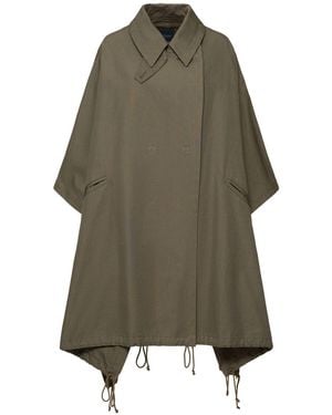 Yohji Yamamoto Cotton Canvas Cape Trench Coat - Green