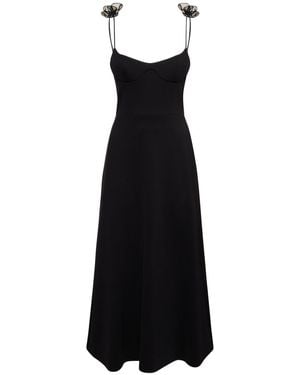 Magda Butrym Jersey Midi Dress W/Roses - Black