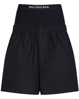 Balenciaga Hybrid コットンポプリンショートパンツ - ブルー