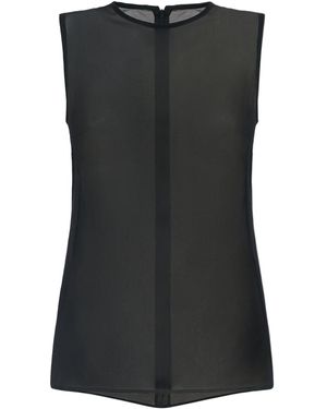 Ami Paris Silk Georgette Tank Top - Black