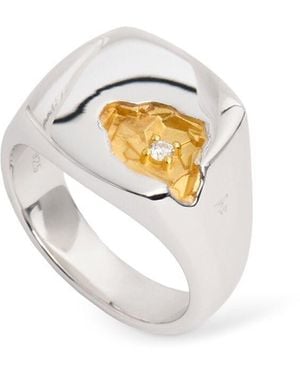 Tom Wood Großer Diamantring "mined" - Mettallic