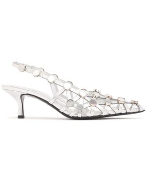 The Attico 50Mm Grid Slingbacks - White
