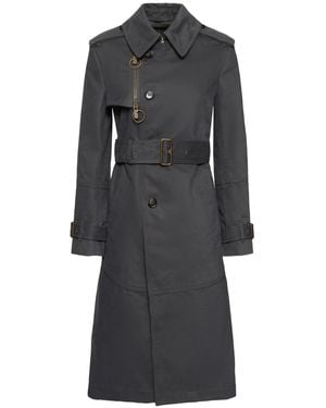 Burberry Nylon & Cotton Belted Trench Coat Dark - Black