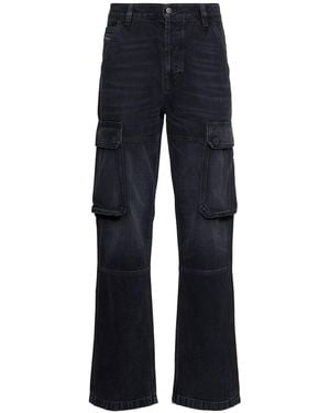 DIESEL Damen Mittelhohe, Gerade Jeans „D-Pot Cargo“ - Blau