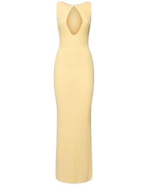 AYA MUSE Damen Langes Kleid Aus Seide & Kaschmir, Lvr Exclusive - Mettallic