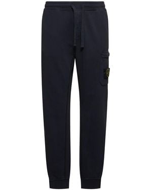 Stone Island Cotton Logo Patch Joggers - Blue