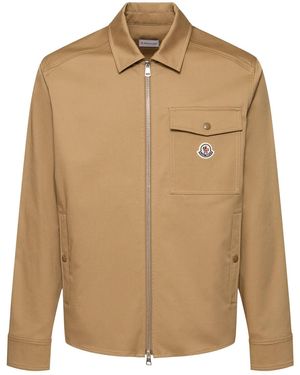 Moncler コットンブレンドギャバジンシャツジャケット - ブラウン