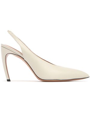 The Attico 95Mm Viper Leather Slingbacks - White