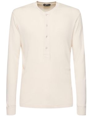 Tom Ford Henley コットン&モダールリブtシャツ - ナチュラル