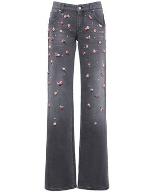 Blumarine Jeans Aus Baumwolldenim Mit Stickerei - Blau
