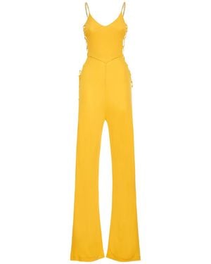 Dundas Jersey Side Laces Flared Jumpsuit - Yellow