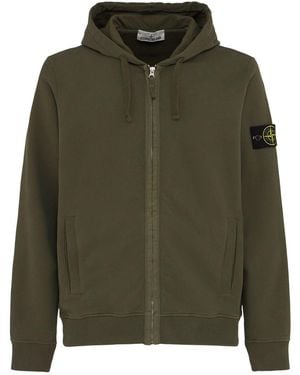 Stone Island Brushed Cotton Sweatshirt Hoodie - Green