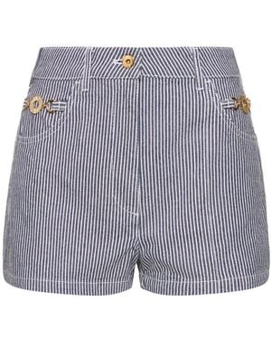 Patou Gestreifte Shorts Aus Denim - Grau