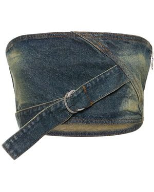 CANNARI CONCEPT Bandeau-oberteil Aus Bumwolldenim Mit D-ring - Blau