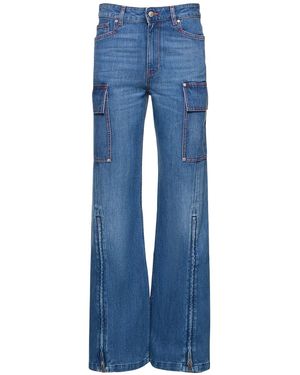 Stella McCartney Denim Flared Cargo Jeans - Blue