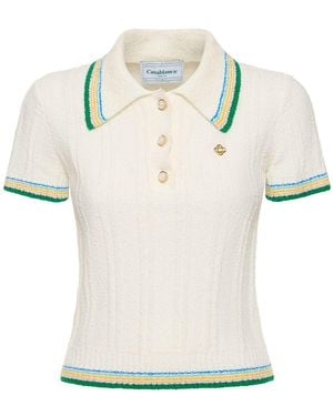 CASABLANCA Bouclé Polo Top - Natural