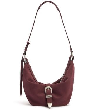 Marge Sherwood Damen Schultertasche Aus Nubukleder Mit Gürtel - Lila