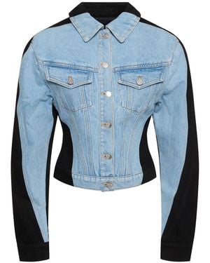 Mugler Cotton Denim Cropped Jacket - Blue