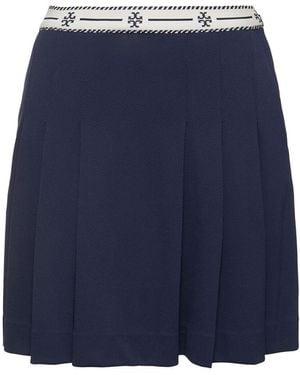 Tory Sport Logo Tape Nylon Golf Pleated Mini Skirt - Blue