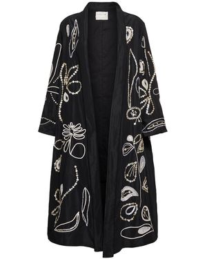Forte Forte Donna Pearl Suite Embroidered Taffeta Coat - Black