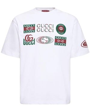 Gucci T-shirt Aus Baumwolljersey Mit Logo - Weiß