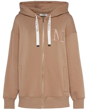 Max Mara Pecos ジャージージップアップスウェットフーディー - ブラウン