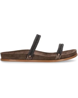 Brunello Cucinelli スエードスライドサンダル 10mm - ホワイト
