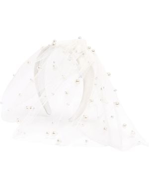 ROTATE BIRGER CHRISTENSEN Headband Veil W/ Imitation Pearls - White