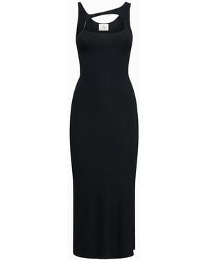Lama Jouni Damen Cut Out Viscose Blend Jersey Long Dress - Schwarz