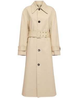 Ami Paris Water Repellent Cotton Canvas Trench - Natural