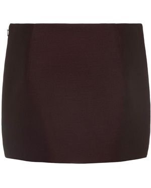 KHAITE Jett Wool Blend Mini Skirt - Brown