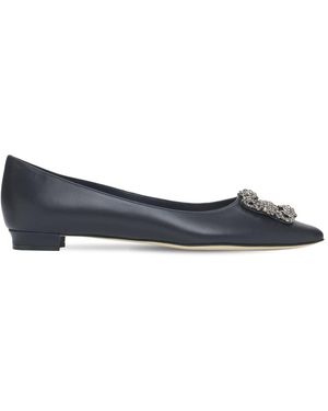 Manolo Blahnik Hangisi レザーフラットシューズ 10mm - ブルー