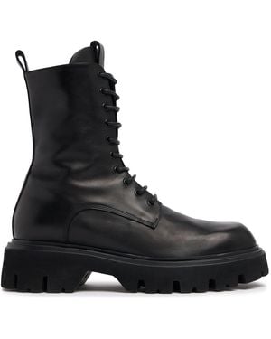 Mattia Capezzani Schnürstiefel Aus Leder - Schwarz
