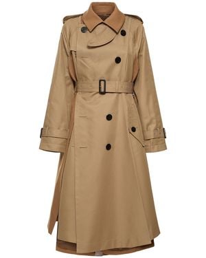 Sacai Long Gabardine Trench Coat - Natural