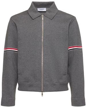 Thom Browne Jacke Aus Baumwollmischung Mit Zipper - Grau