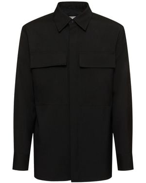 Jil Sander ウールギャバジンオーバーシャツ - ブラック