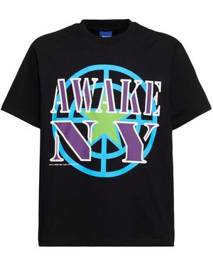 AWAKE NY Herren Baumwoll-T-Shirt „Crosshar“ - Schwarz