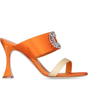 Manolo Blahnik Laali サテンミュール 90mm - オレンジ