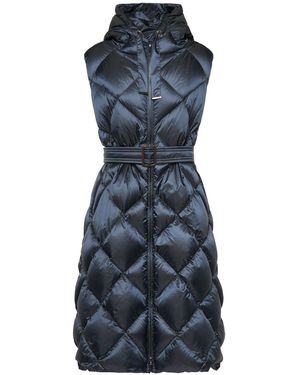 Max Mara Tregil ウォータープルーフキルテッドロングダウンベスト - ブルー