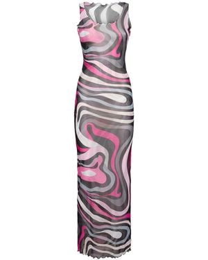 Emilio Pucci プリントチュール ロングドレス - パープル