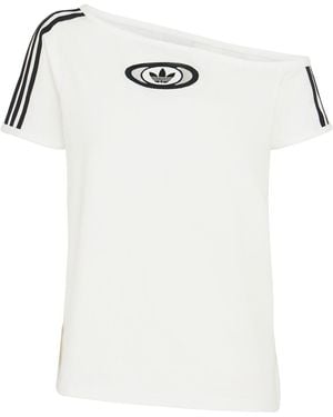 adidas Originals Damen Schulterfreies T-Shirt - Weiß
