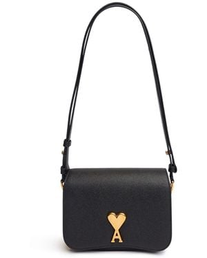 Ami Paris Kleine Tasche Aus Narbleder "paris Paris" - Schwarz