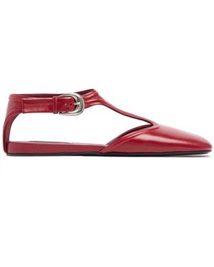 Jil Sander Leather Mary Jane Flats - Red