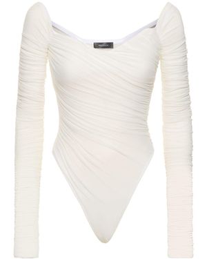 Mugler ドレープボディスーツ - ホワイト