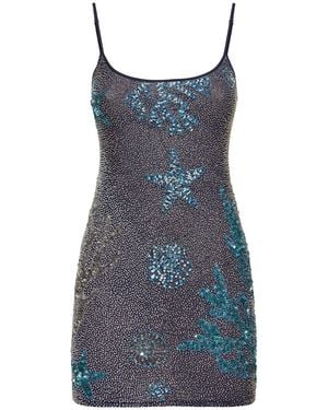 Leslie Amon Minikleid Aus Mesh Mit Kunstperlen "maldives" - Blau