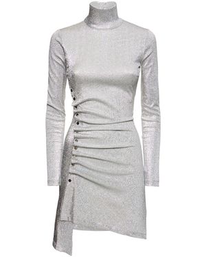 Rabanne Fitted Lurex Jersey Dress in White | Lyst